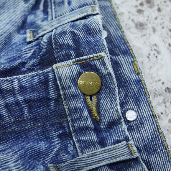 Vintage Carhartt B07 DNM Faded Blue Jeans Denim Double Knee Pants 32x30 - Picture 9 of 12